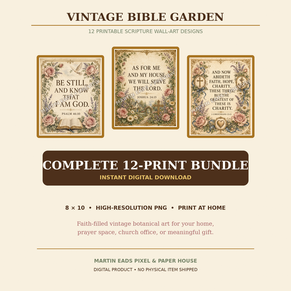 Vintage Bible Garden Scripture Wall Art Bundle