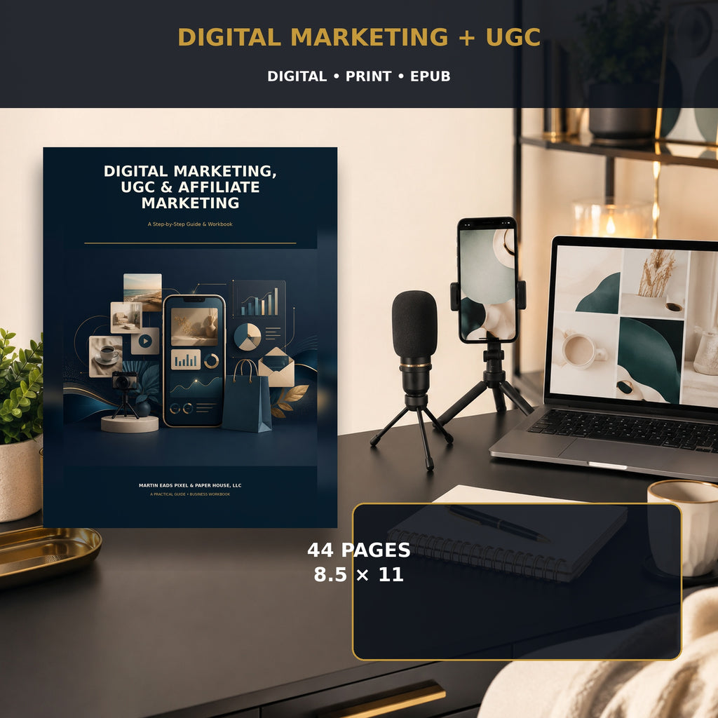 Digital Marketing, UGC, and Affiliate Guide book mockup