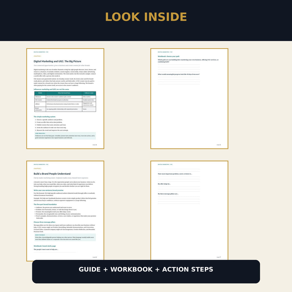 Digital Marketing, UGC, and Affiliate Guide interior pages preview