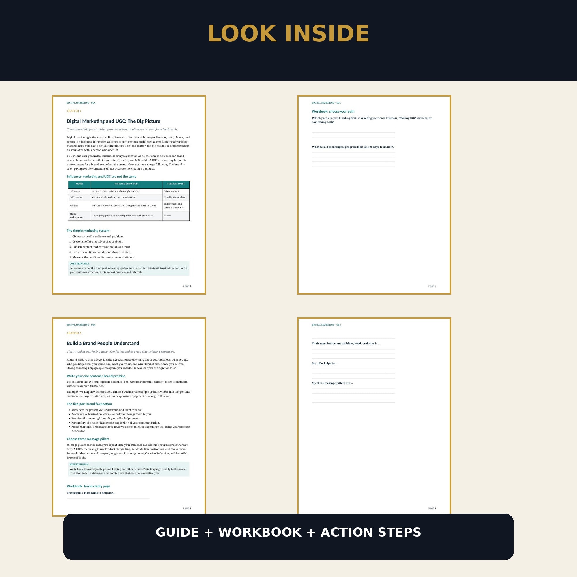 Digital Marketing, UGC, and Affiliate Guide interior pages preview