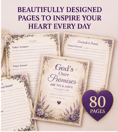 Interior pages from the 80-page Faith Over Fear printable journal