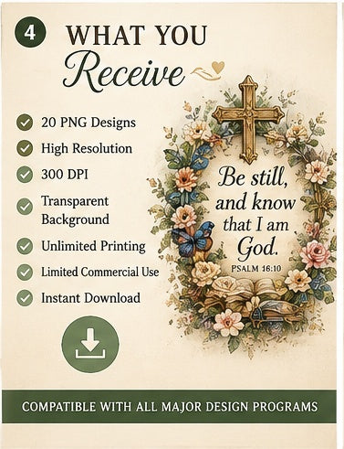 Vintage Bible Garden PNG bundle download contents