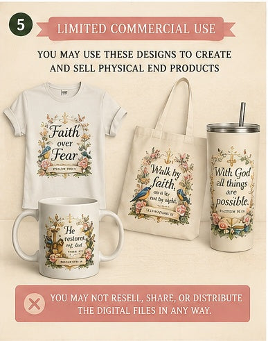 Vintage Bible Garden PNG bundle limited commercial-use information