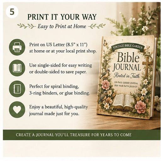 Vintage Bible Garden Bible journal printing options