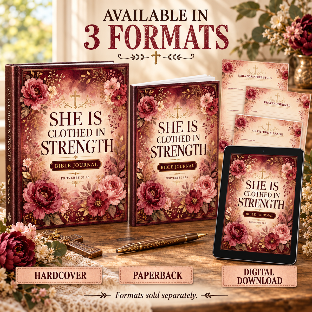 She Is Clothed in Strength | Hardcover Bible Journal